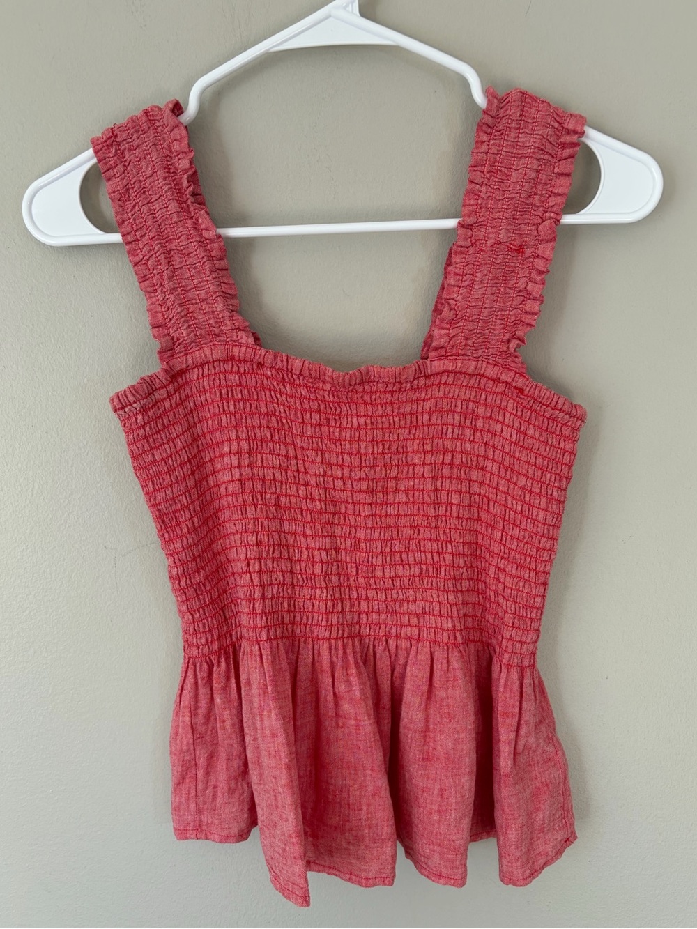 Maeve Schuyler Smocked Peplum Blouse Coral Small - Picture 4 of 6